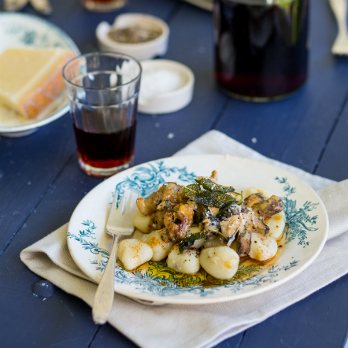 Potato gnocchi with panfried mushrooms and a drizzle of sage butter (photography by Tasha Seccombe, styling by Nicola Pretorius)