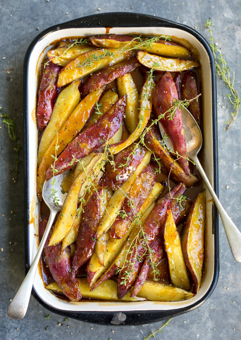 Roasted sweet potatoes with ann orange & brown sugar sauce (photography by Tasha Seccombe, styling by Nicola Pretorius)