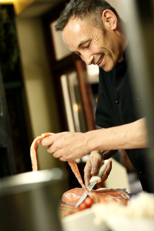 Chef-owner Laurent at work in the Bizerca kitchen.