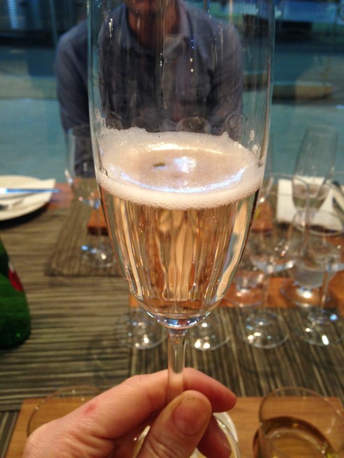 Opening our tapas lunch with a glass of L'Ormarins MCC at Terra del Capo.