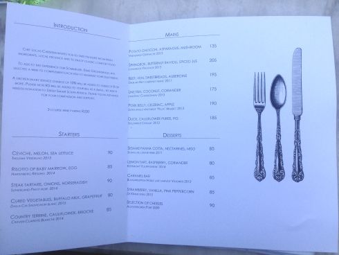 The brand new menu at Macaron Restaurant.