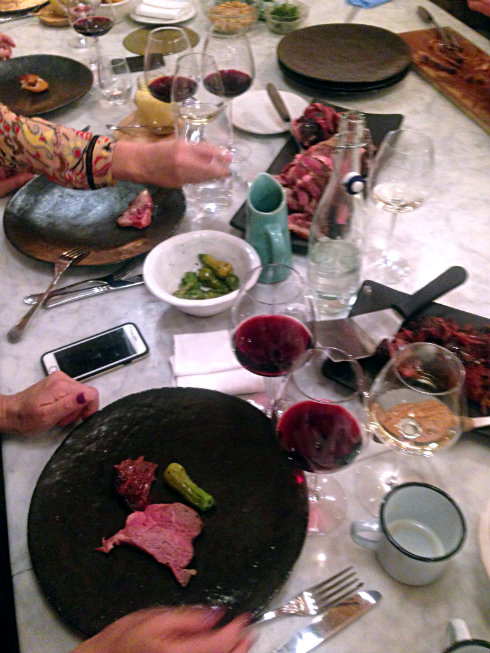 A blurry feast with the most delicious wines, massive roasts from the beef herd and vegetables from the garden.