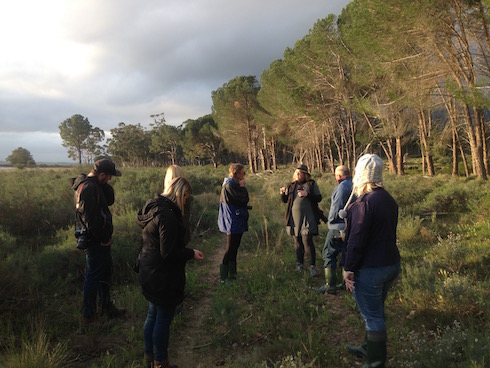 On a guided walk with the other guests.