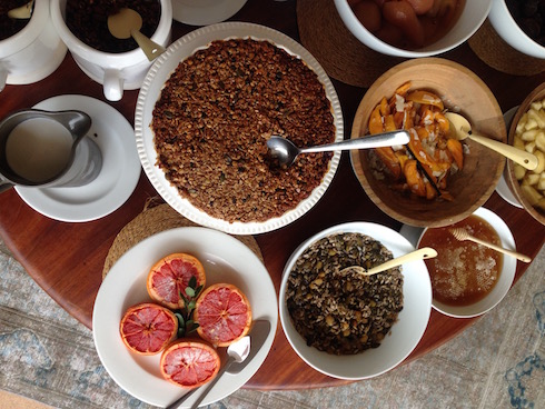 Muesli pie, bruléed grapefruit, and other treats for breakfast. Not to mention the warm breakfast items.