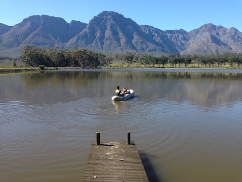 Taking it easy in a boat on the dam.