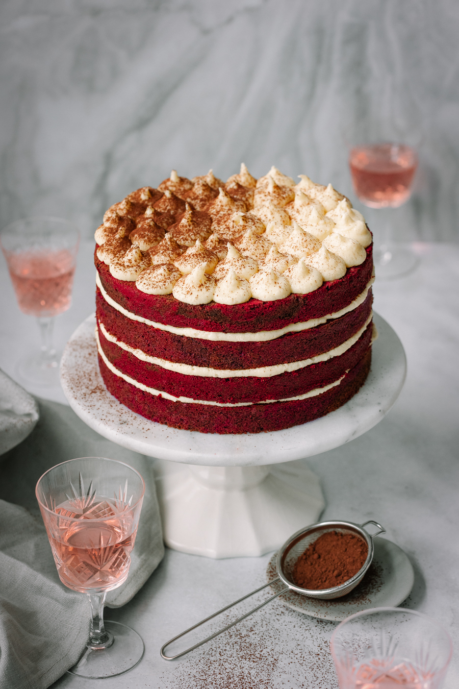 Red velvet layer cake with cream cheese frosting 