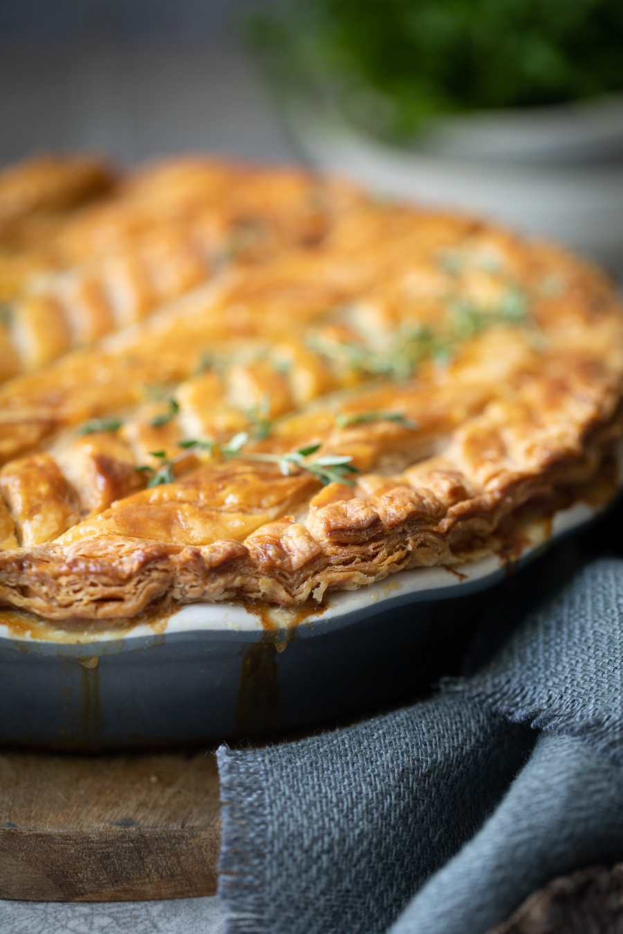 Chicken, mushroom and leek pie